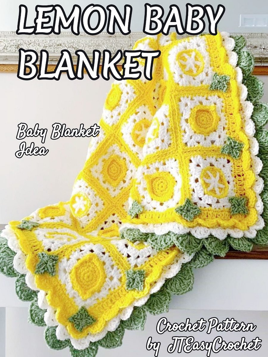 Lemon Blanket Crochet Pattern, Fruit Granny Square and Edging, PDF Instant Download product image (6)