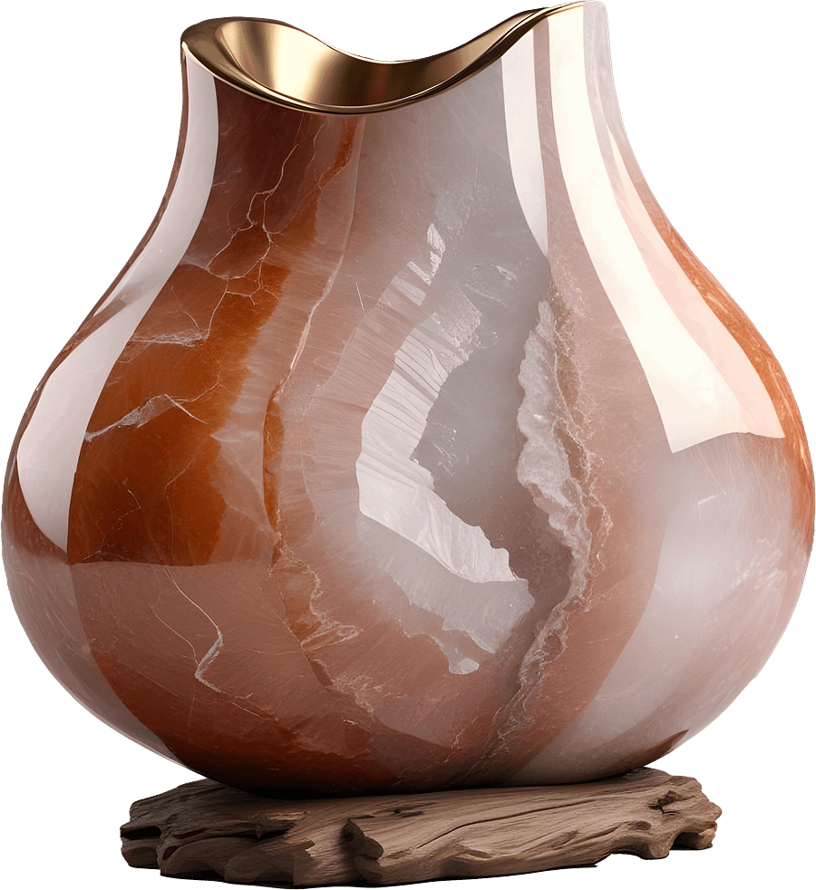 Amber Glow – Crystal and Wood Vase PNG product image (1)