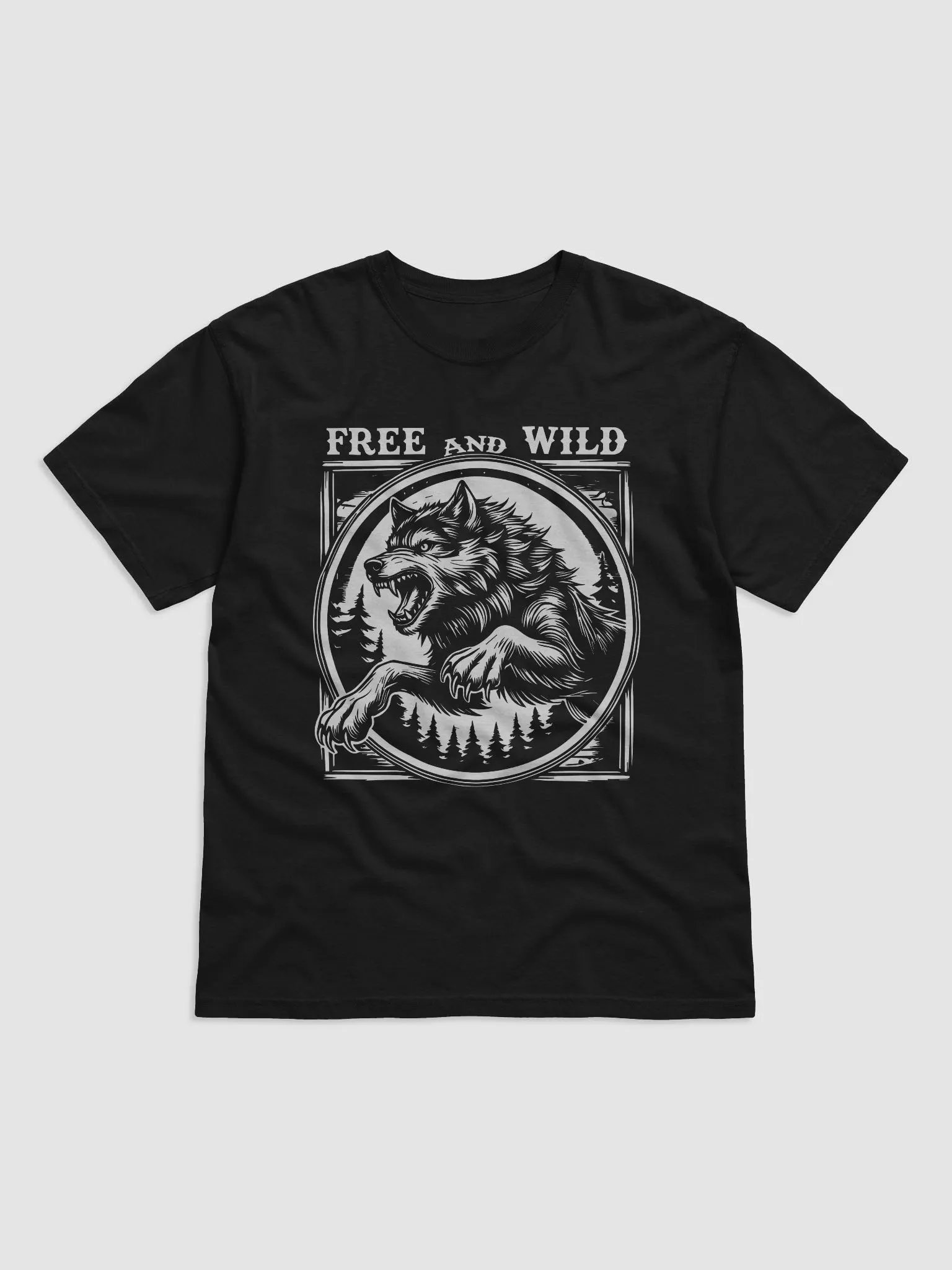 Vintage Wolf Leaping – Free and Wild T-Shirt Fit T-Shirt product image (1)
