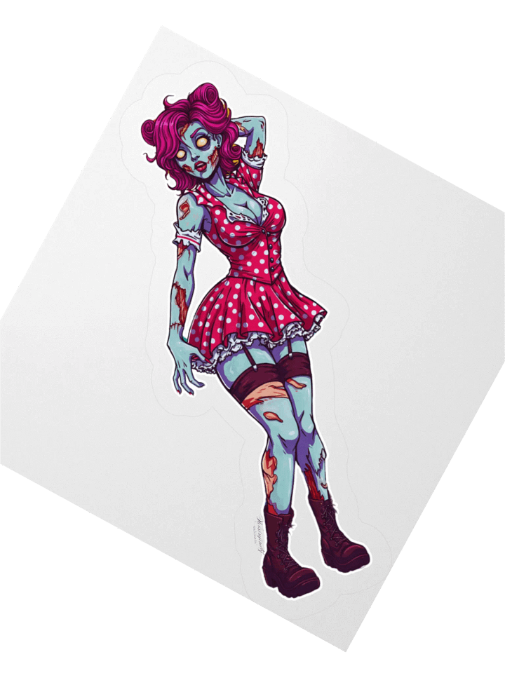 V2 Zombie Pinup Kiss Cut Stickers (Clear Edge) product image (4)