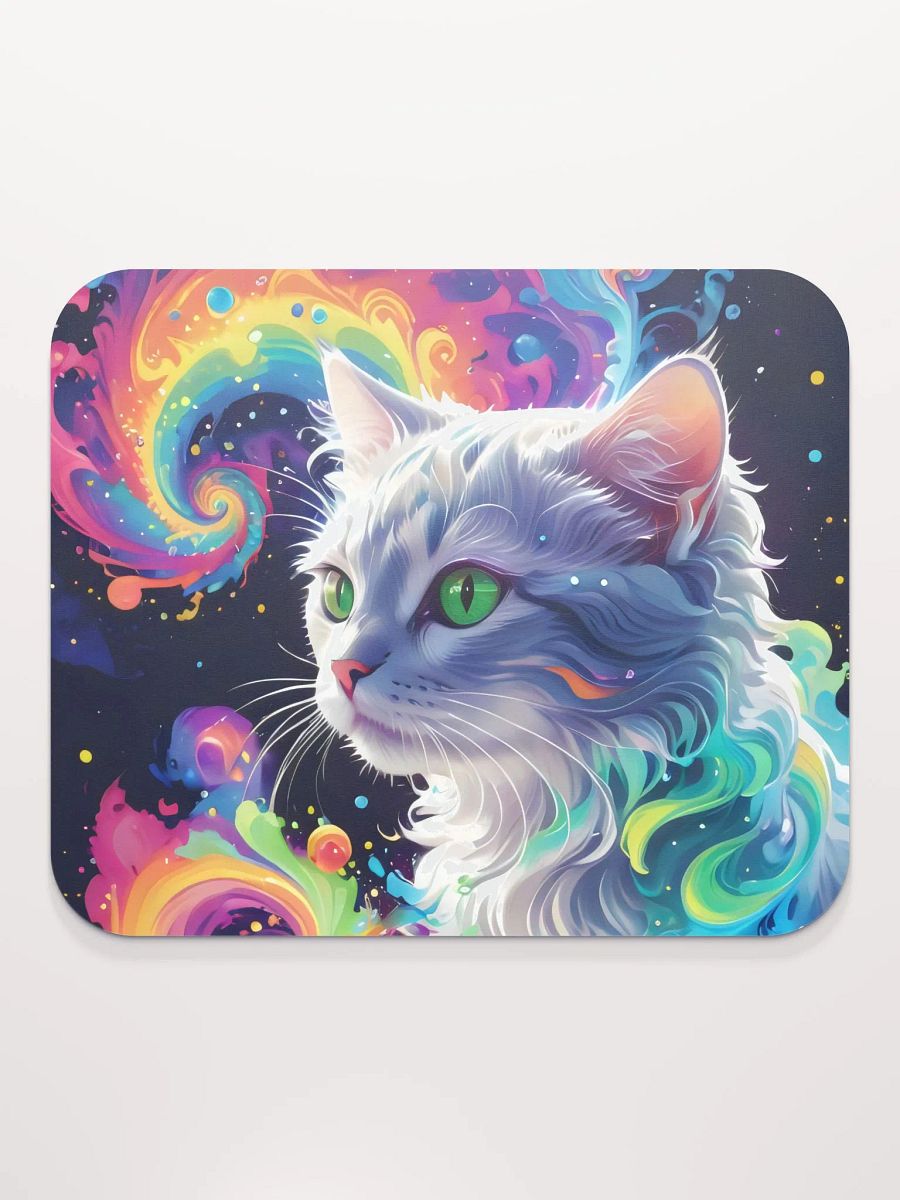 Psychedelic Cat Swirling Rainbow Art Mouse Pad product image (3)