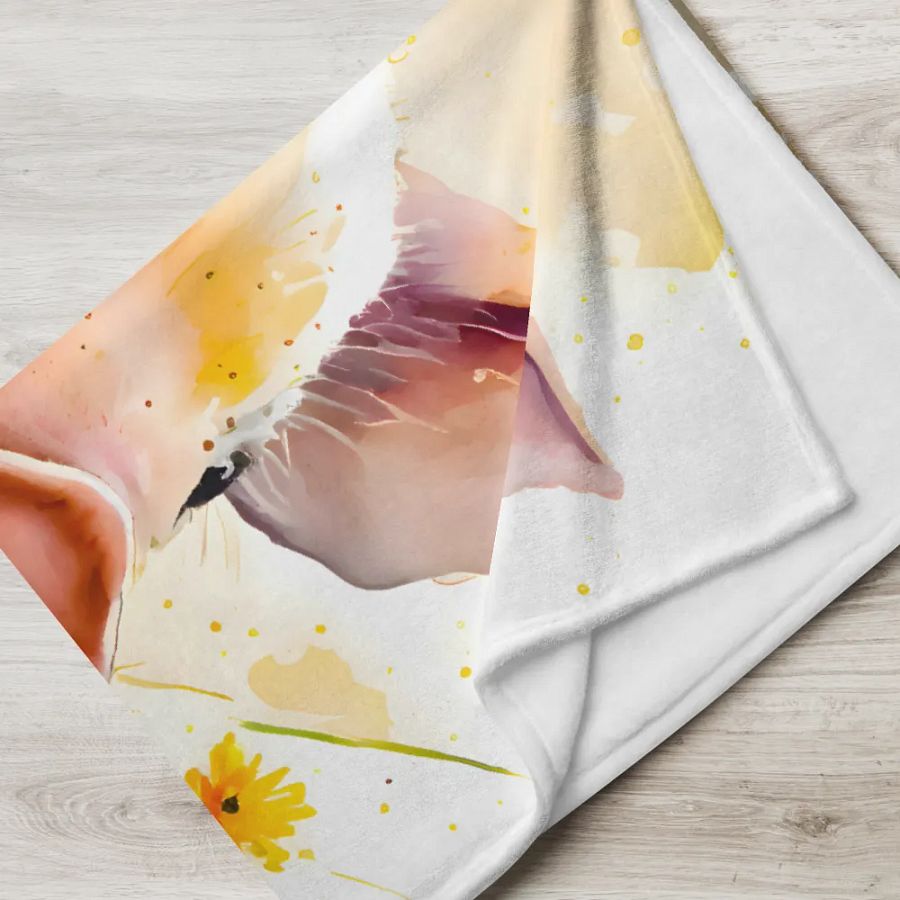 Cute Piglet Floral Pig Farm Animals Throw Blanket product image (8)