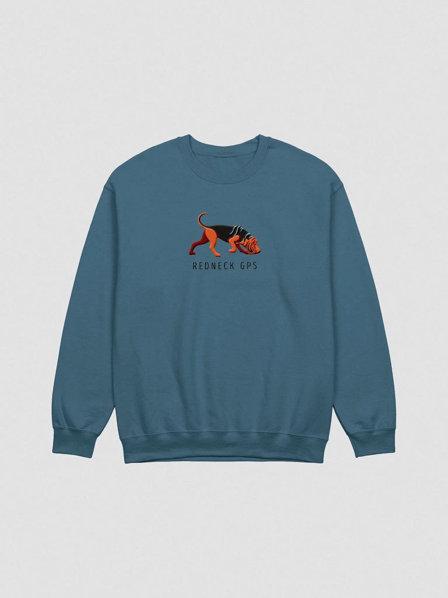 Redneck GPS Sweatshirt (Embroidered) of a Bloodhound(Black & Tan) product image (4)