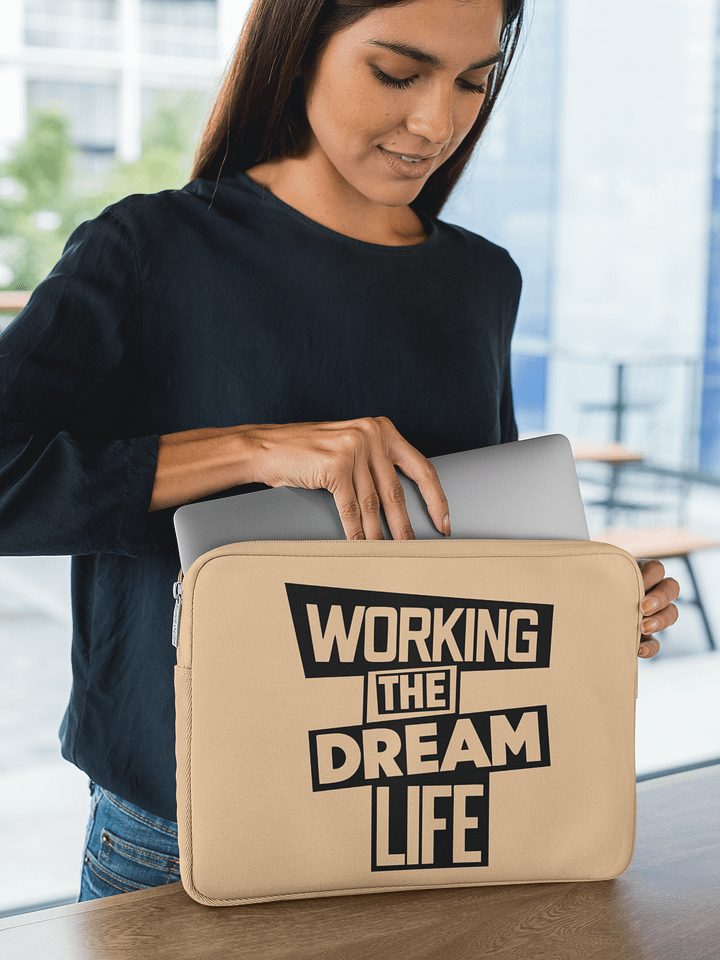 Premium Cream Laptop Sleeve – Working The Dream Life | Sleek, Protective & Leadership-Ready (13” & 15”) product image (2)