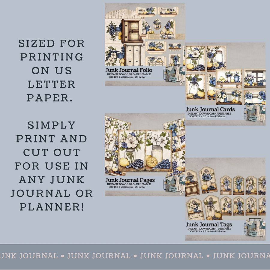Blueberry Lemon Hibiscus - Junk Journal Bundle V9 product image (4)