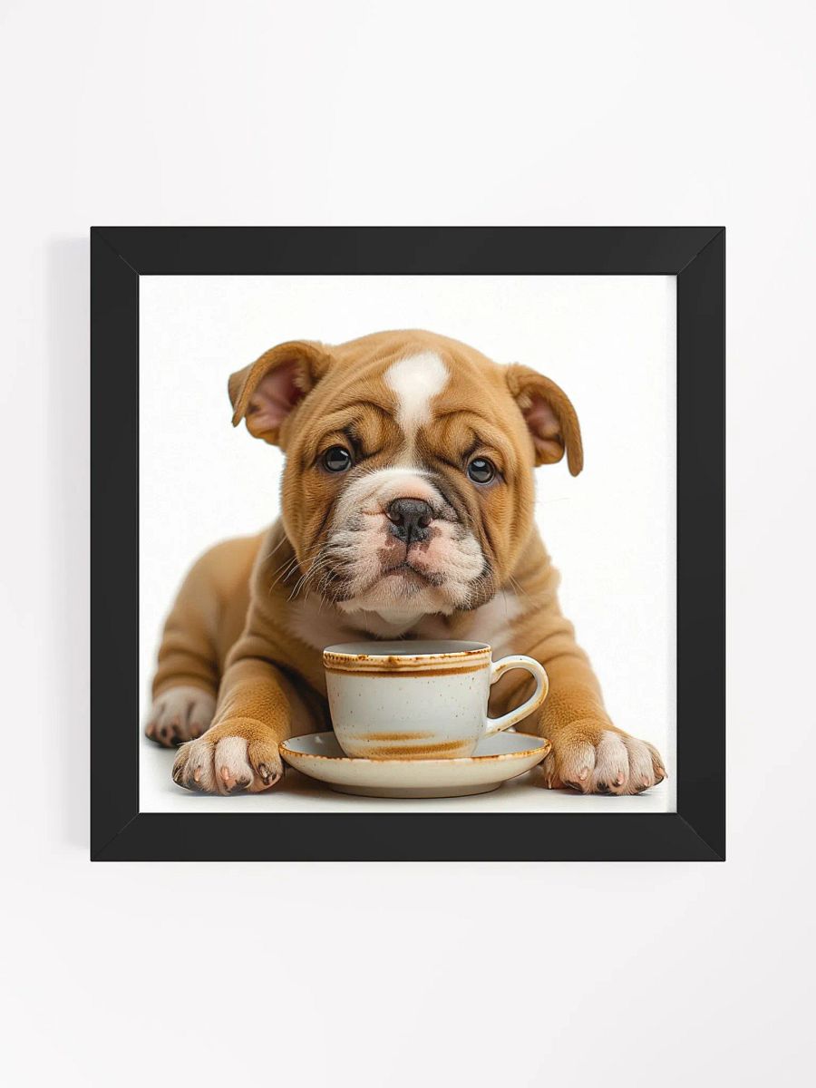 Coffee Lover Cute Bulldog Puppy Wall Art product image (1)