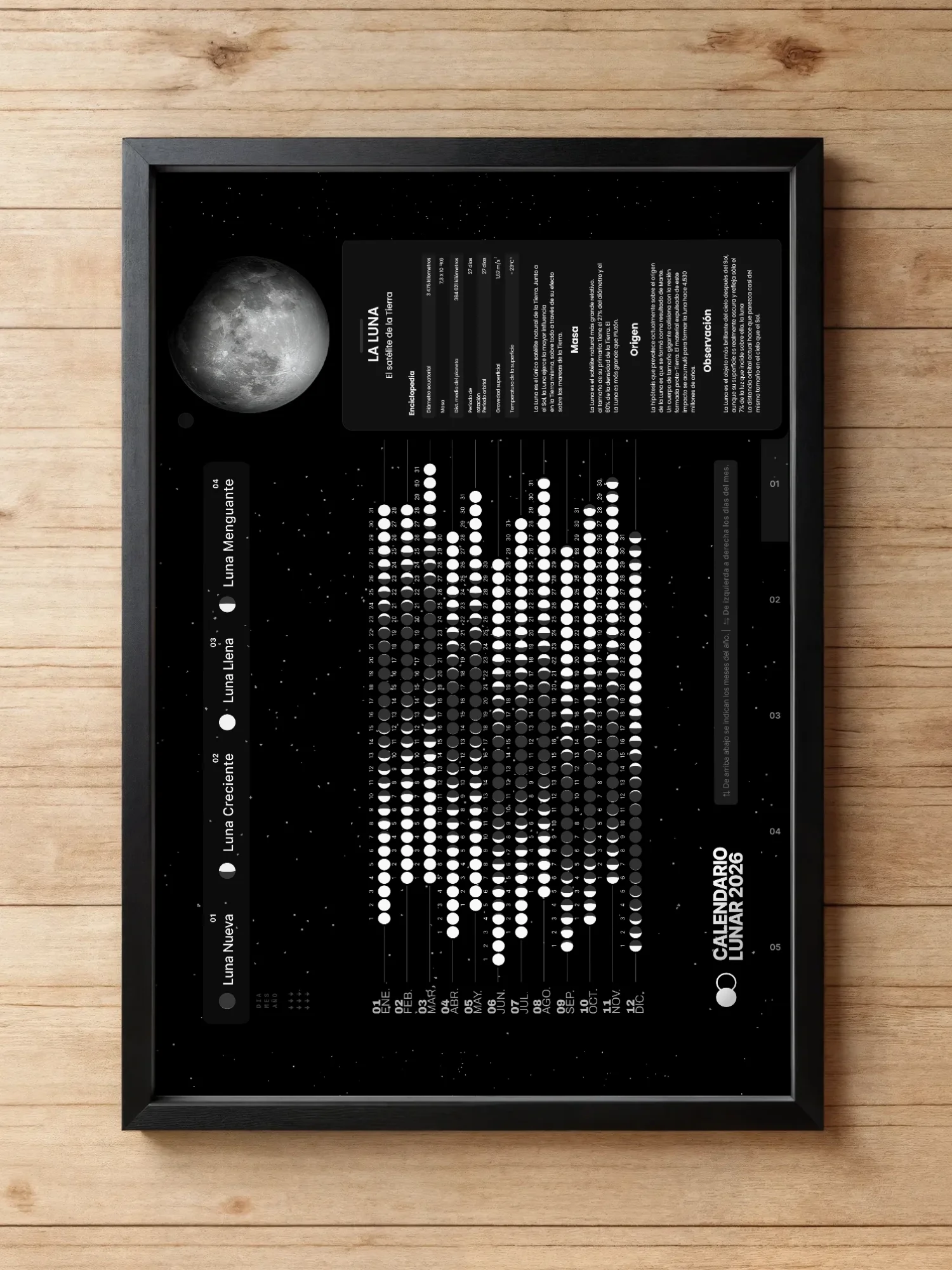 Calendario de pared de las fases lunares de 2026 product image (2)