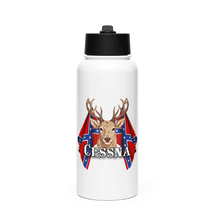 "Cessna" Last Name Rebel Redneck Deer - Stainless Steel Sports Water Bottle product image (1)
