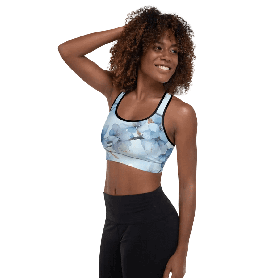 Tranquil Blue Blossoms Padded Sports Bra product image (6)
