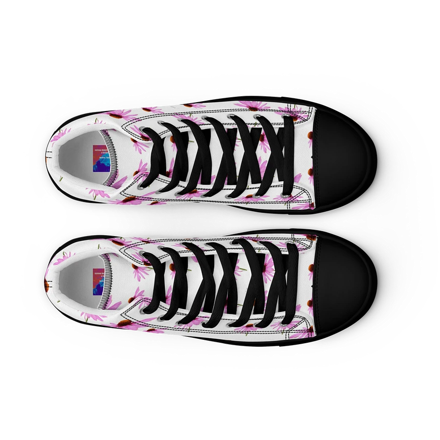 Abstract Delicate Pink Repeating Cone Flowers Women's Black Toe High Top Canvas Shoes product image (48)
