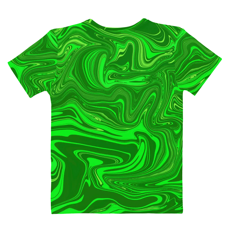 Women's Crew Neck Tshirt - Different Shades of Green Digital Fluid Art product image (6)