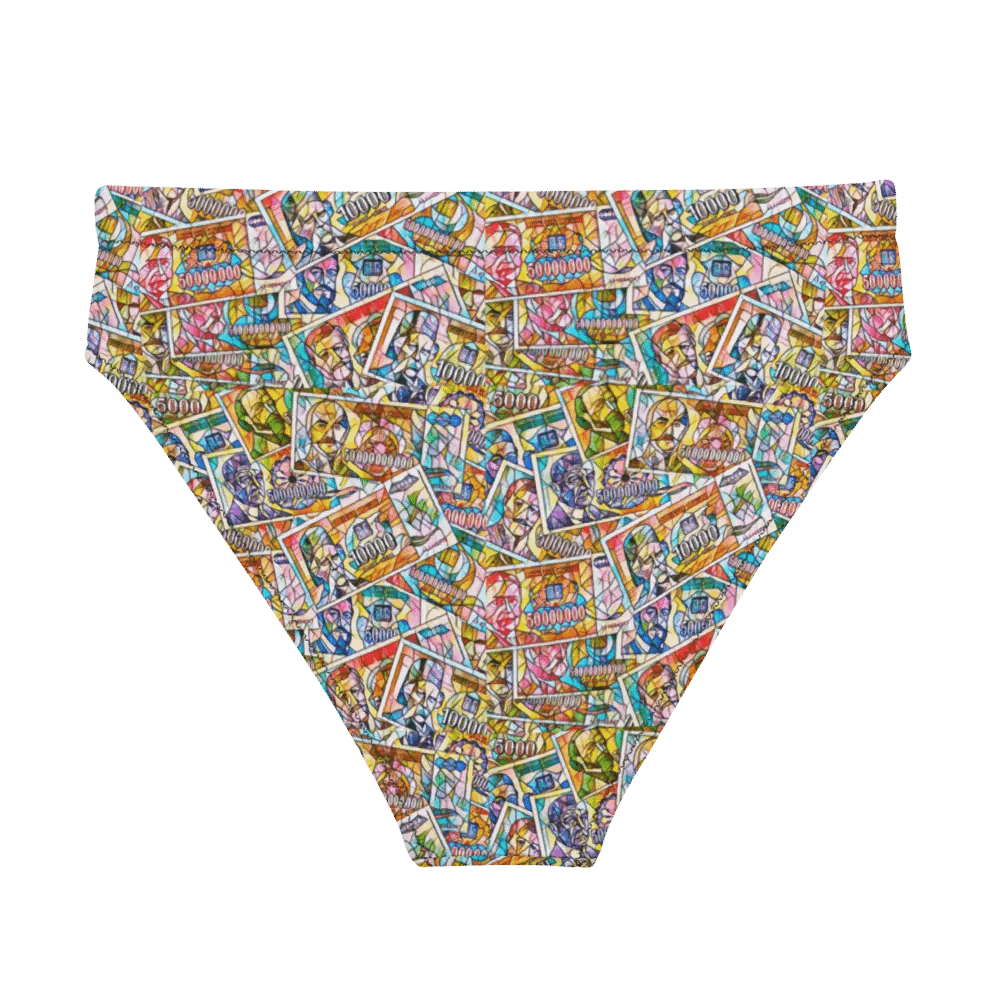Jugoslovenski inflatorni dinar 1993 (Kolaž/mozaik) All-Over Print Recycled High Waisted Bikini Bottom product image (1)