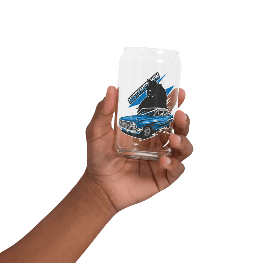 Mistymeooww logo with 60 chevy lightning cat glass cup product image (2)