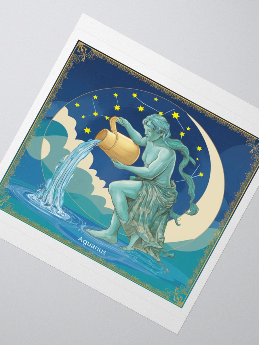 Aquarius Celestial Water-Bearer Vinyl Sticker - Exclusive Zodiac Art product image (2)