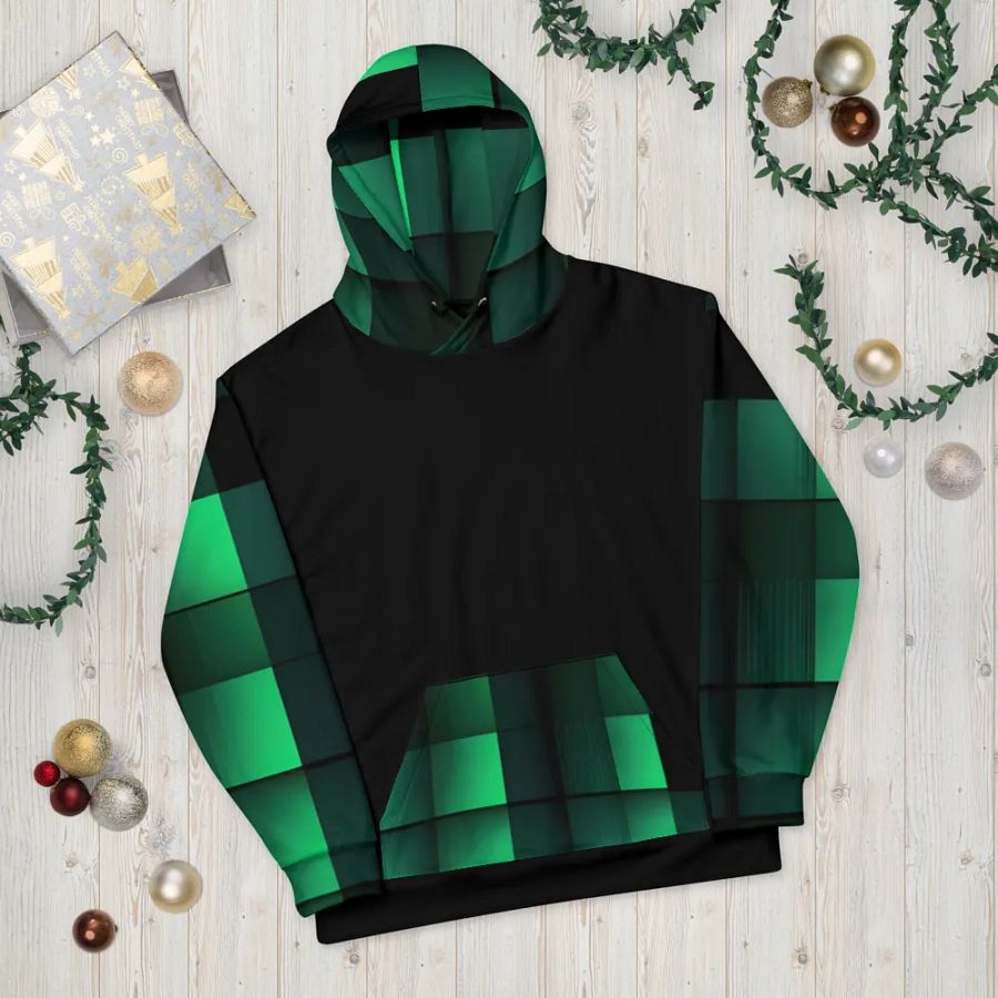 Black And Green Squares Unisex Hoodie product image (10)