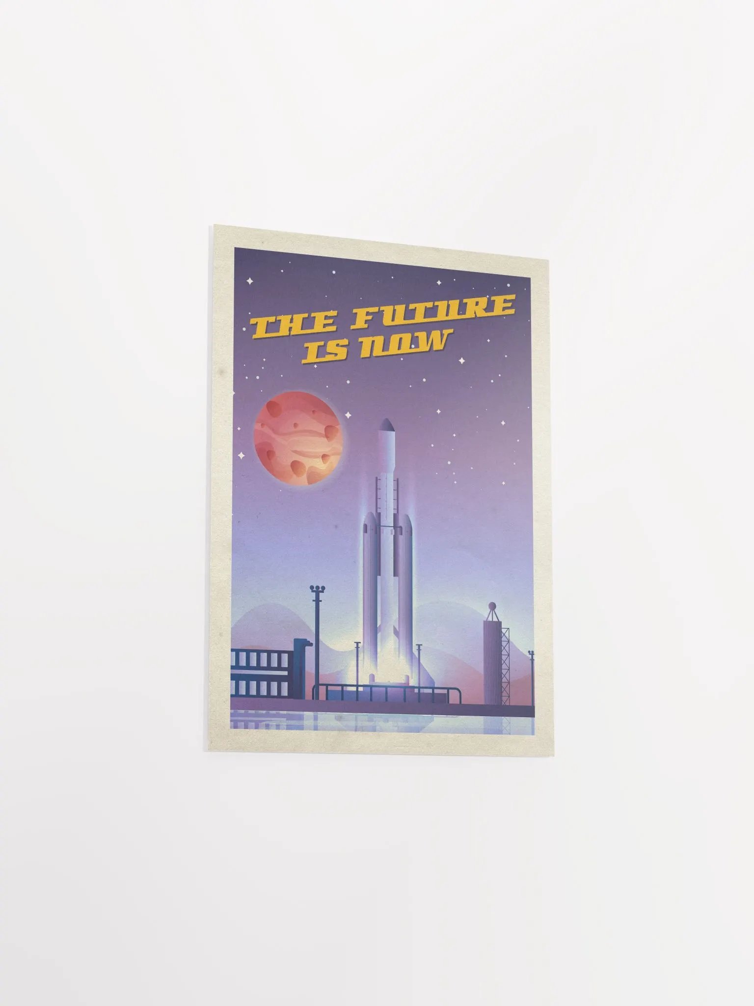 The Future is Now, SpaceX Falcon Heavy — Vintage space poster, retro space art, propaganda poster, retrofuturism art, retro sci-fi print product image (7)