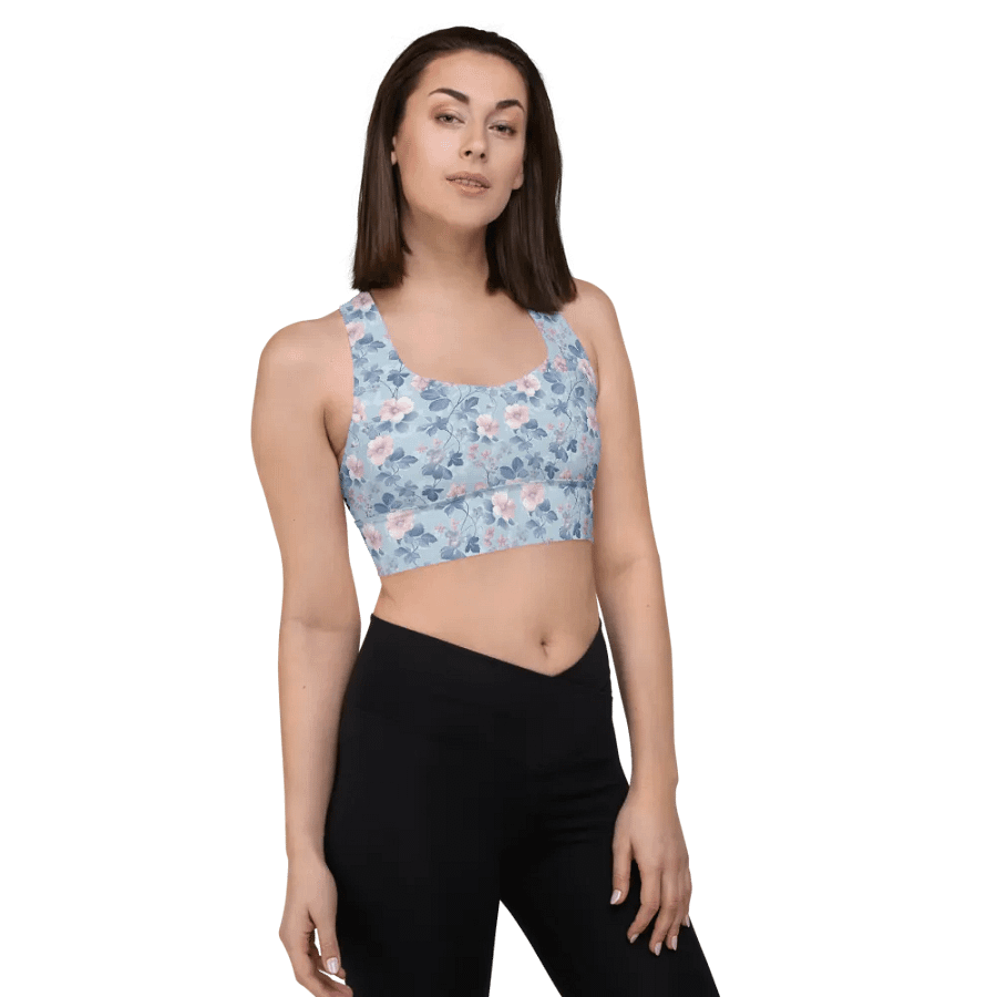 Serene Blue Blossoms Sports Bra product image (1)