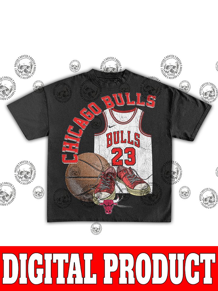Chicago Bulls 90s Bootleg Jersey & Sneaker Graphic Design product image (1)
