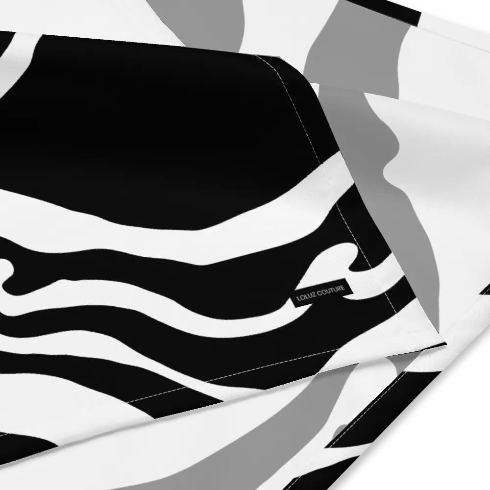 Black/White Monochrome Waves Print Bandana product image (3)