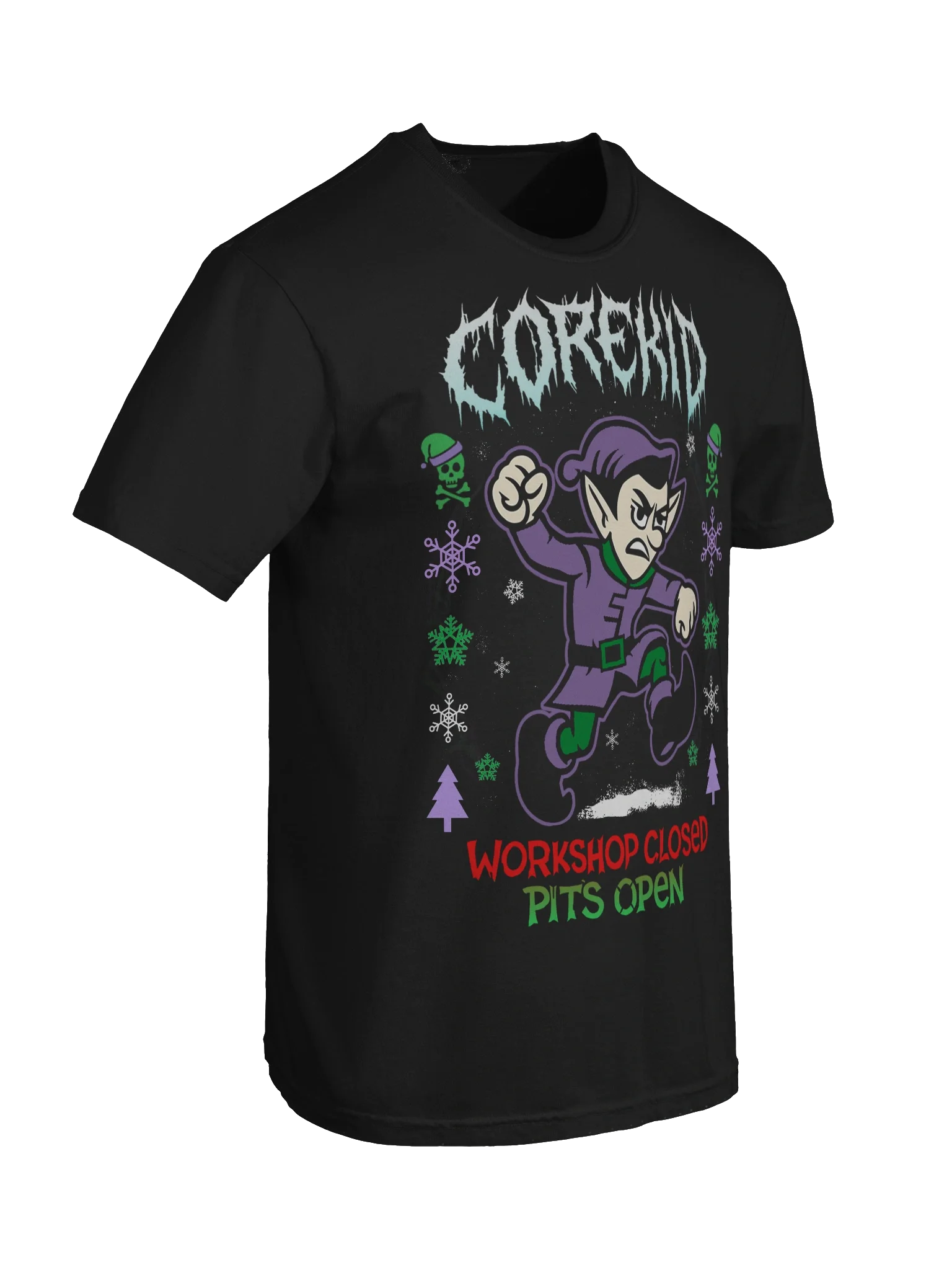 “WORKSHOP CLOSED, PITS OPEN” Holiday Black T-Shirt product image (5)