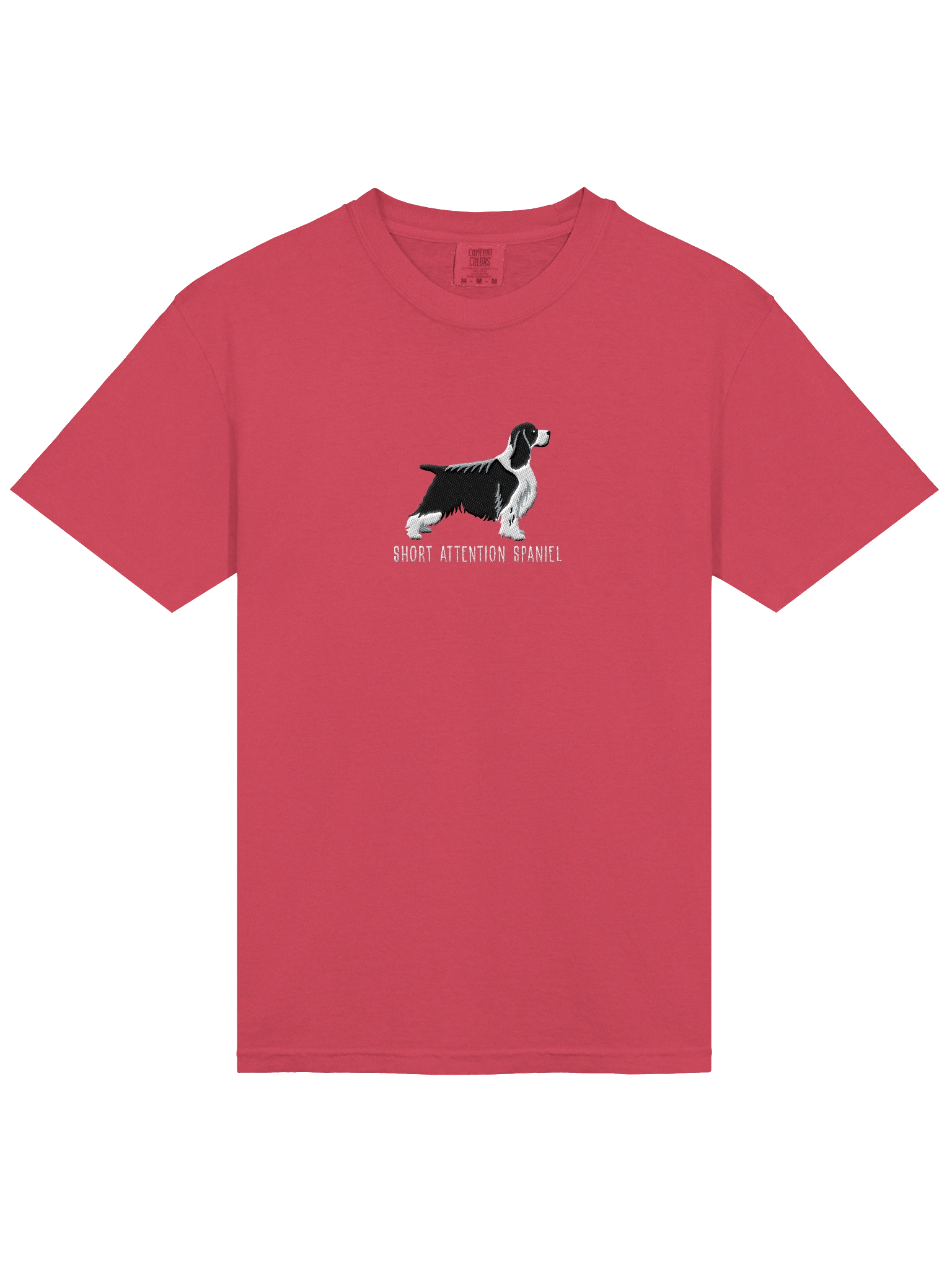 Short Attention Spaniel T-Shirt(Embroidered) of a Springer Spaniel(Black & White, Show Type) product image (43)