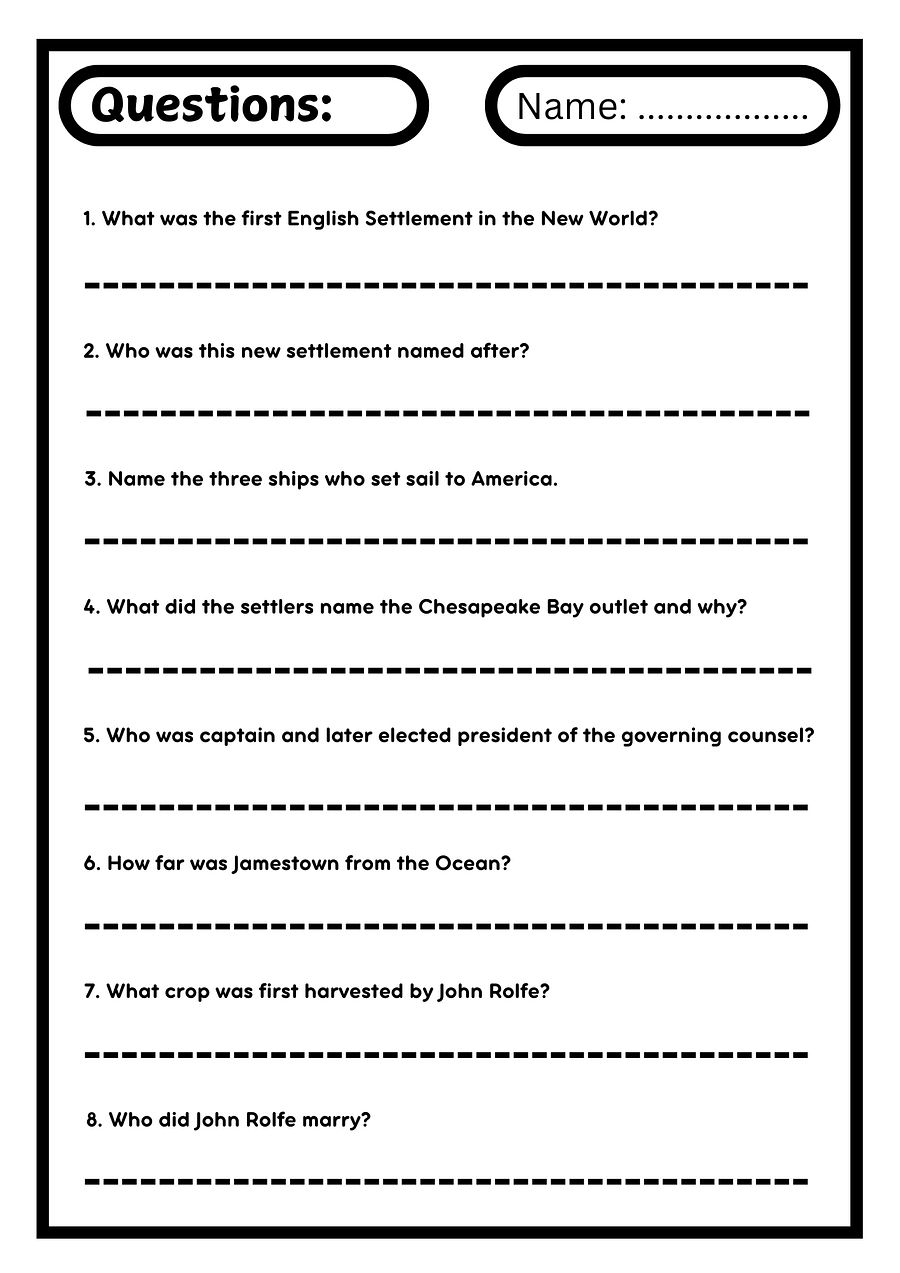 The Jamestown Settlement Reading Comprehension Passage and Questions | Printable PDF product image (3)