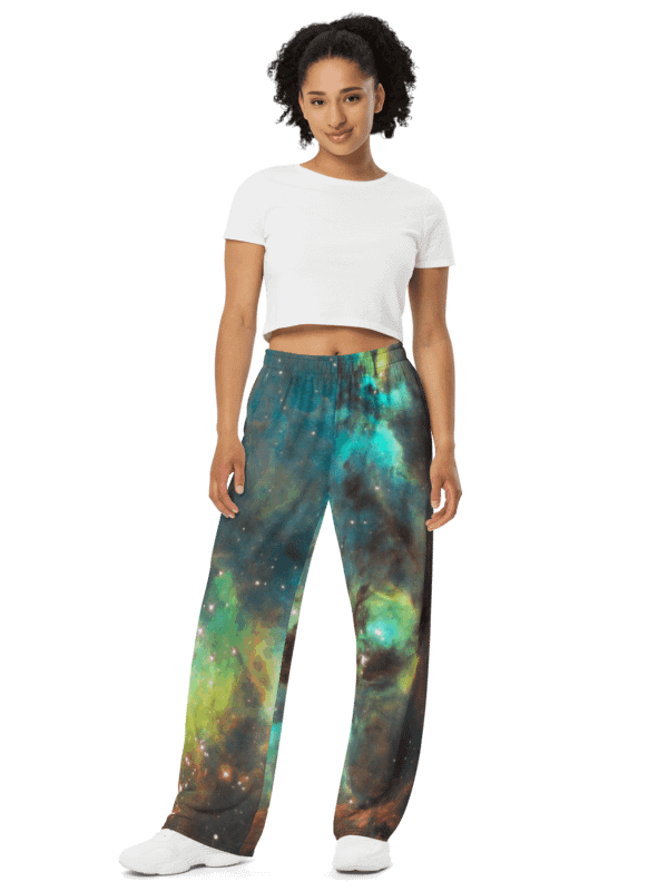 Green Galaxy Unisex Wide-Leg Pants product image (1)