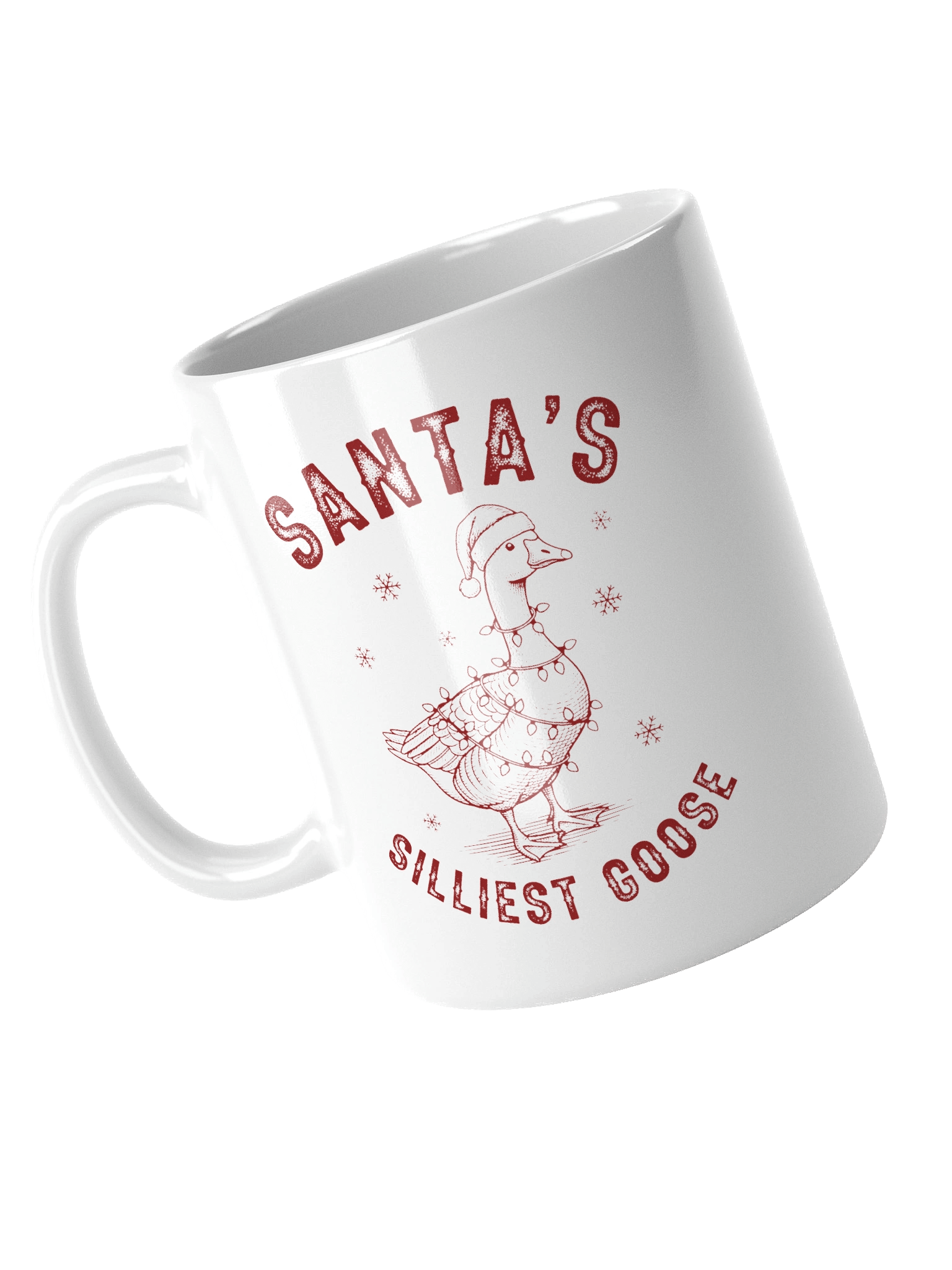 Santa's Silliest Goose White Glossy Mug product image (4)