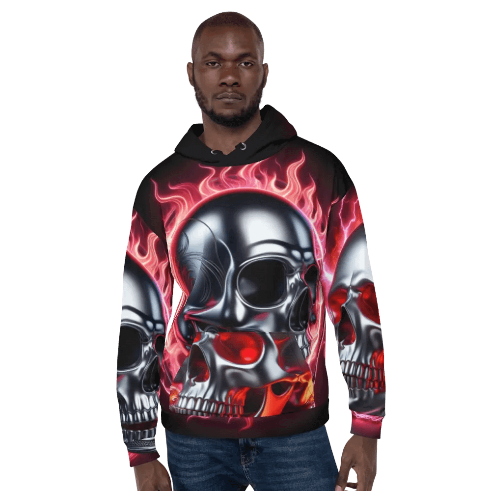 Flaming RoboSkull - Unisex Skull Hoodie #14 product image (6)