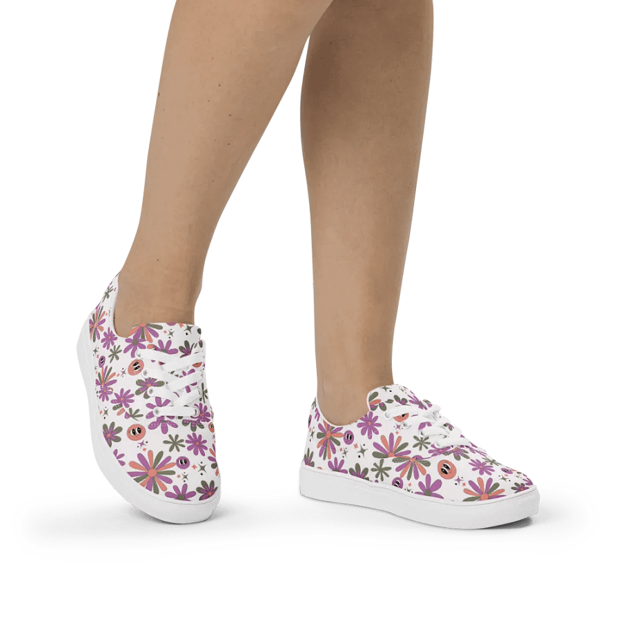 Kawaii Smiley Blossom Lace-up Canvas Shoes product image (2)