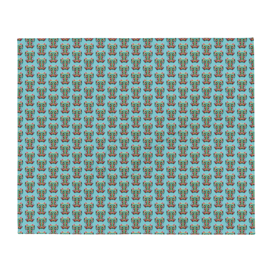 Valentine’s Monogram Letter T(6) Teal Blanket product image (2)