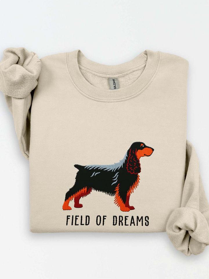 Field of Dreams Sweatshirt (Embroidered) of a Field Spaniel(Black & Tan) product image (1)