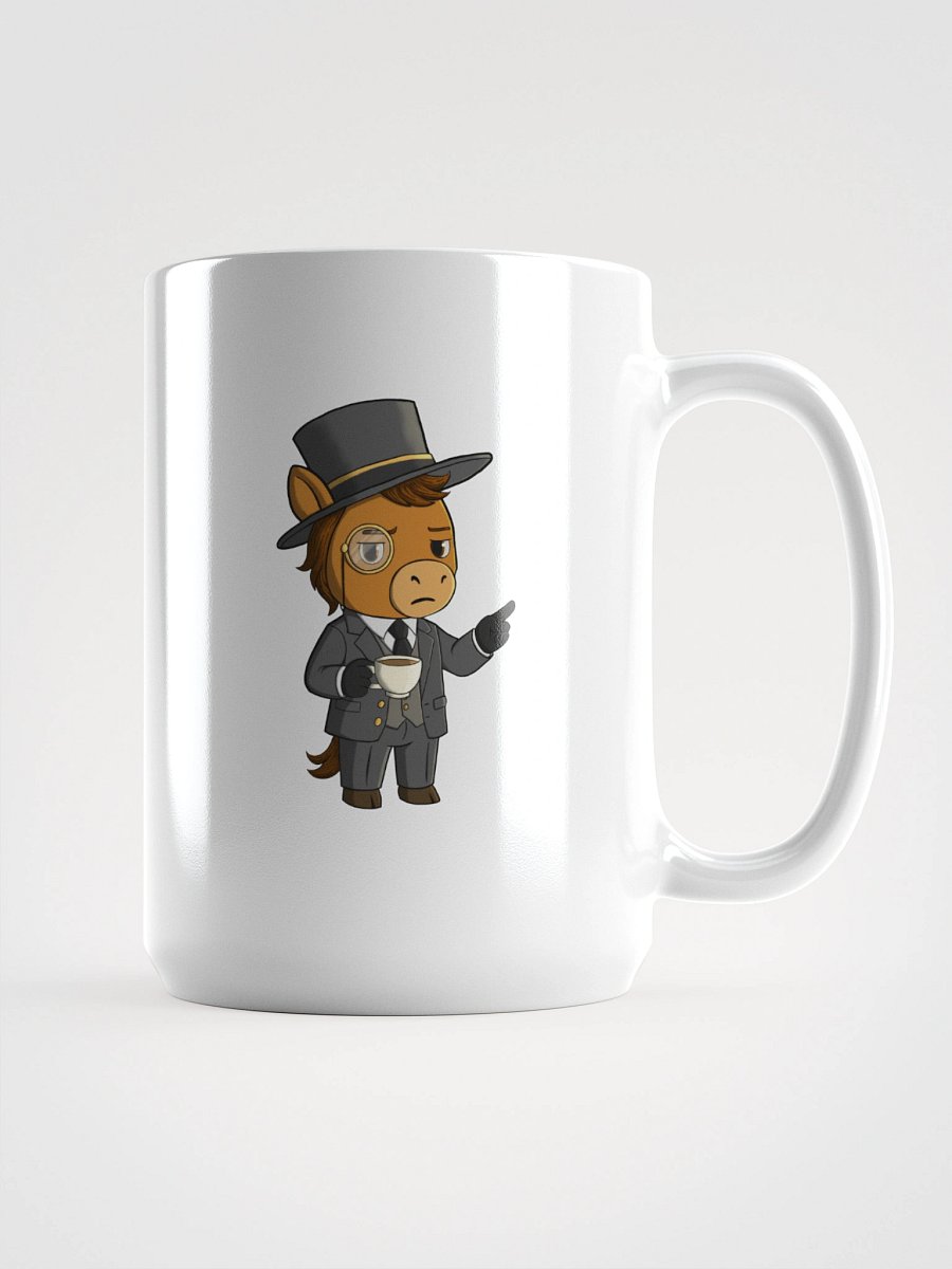 Waffle Sir Mug | Fancy Plush Horse Drinking Tea | Gentleman Sass Ceramic Cup product image (1)