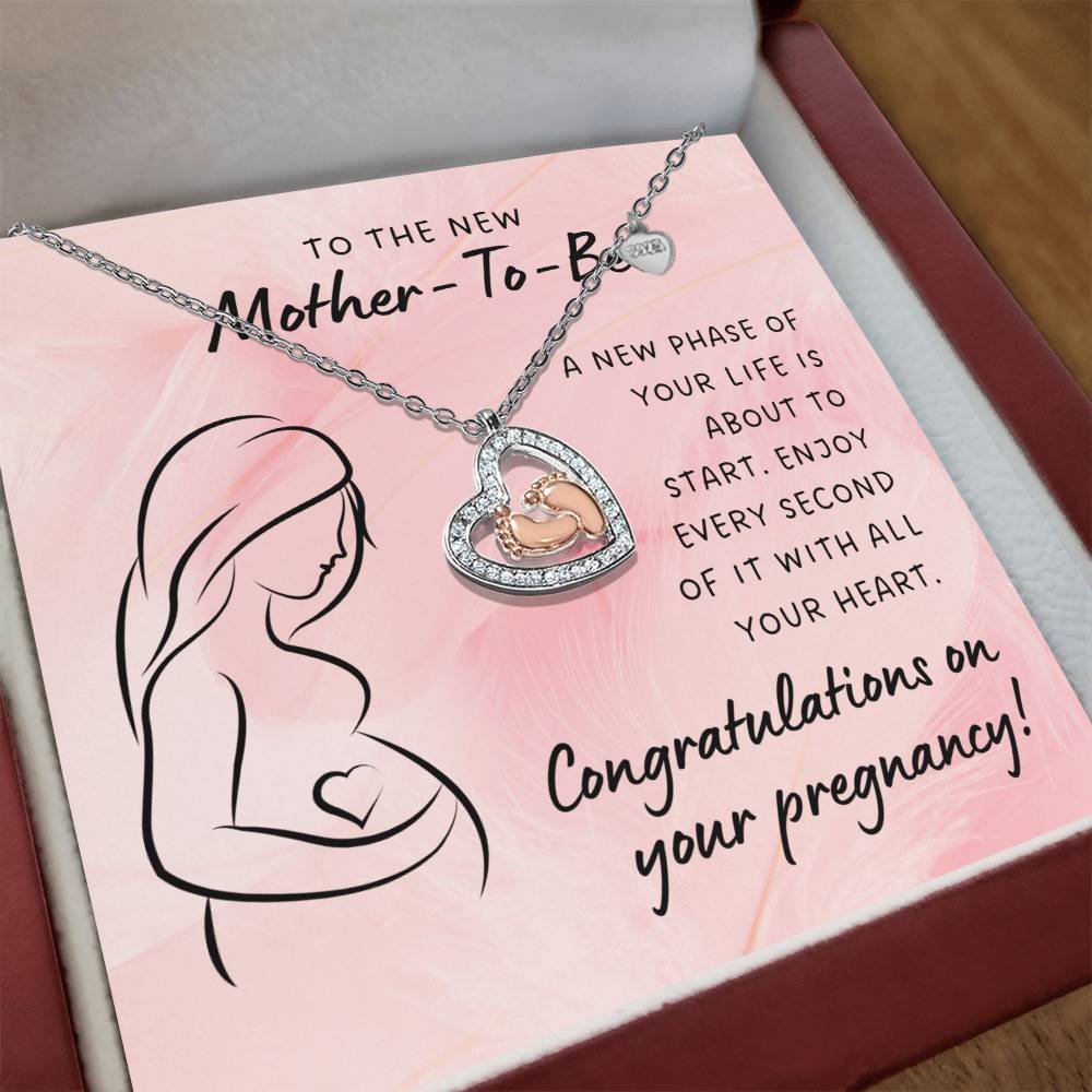 To the New Mother-To-Be Baby Feet Heart Necklace – New Phase Of Your Life product image (2)