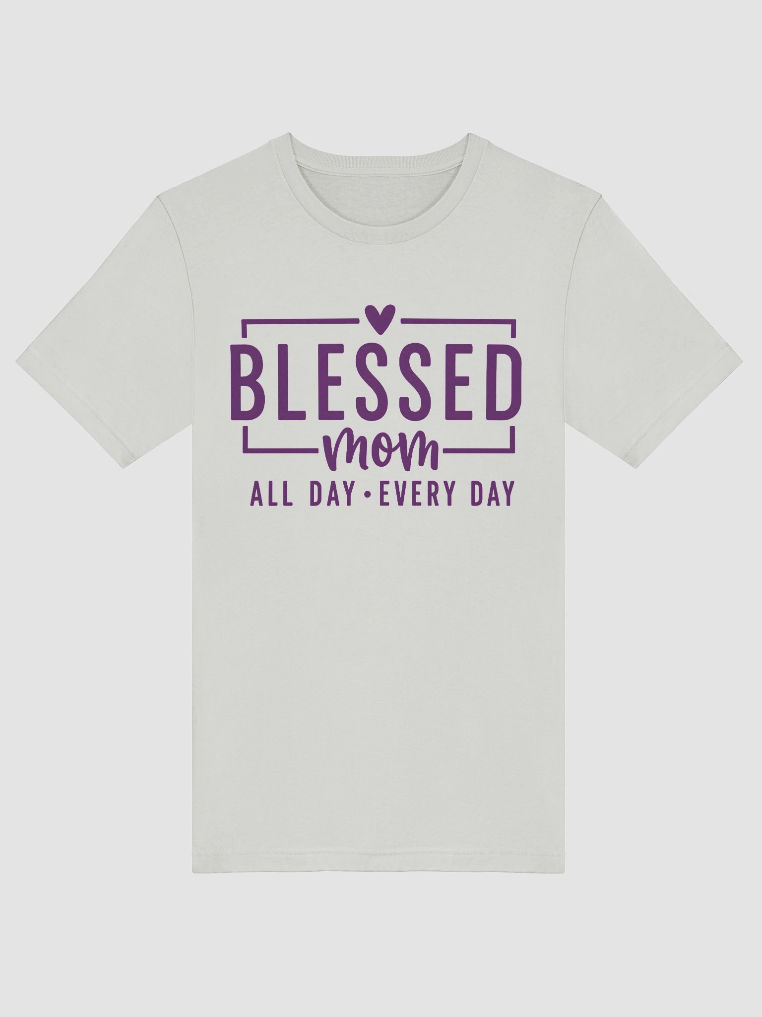 Blessed Mom T-Shirt | Framed Heart Script Design | All Day Every Day Motherhood Tee product image (5)