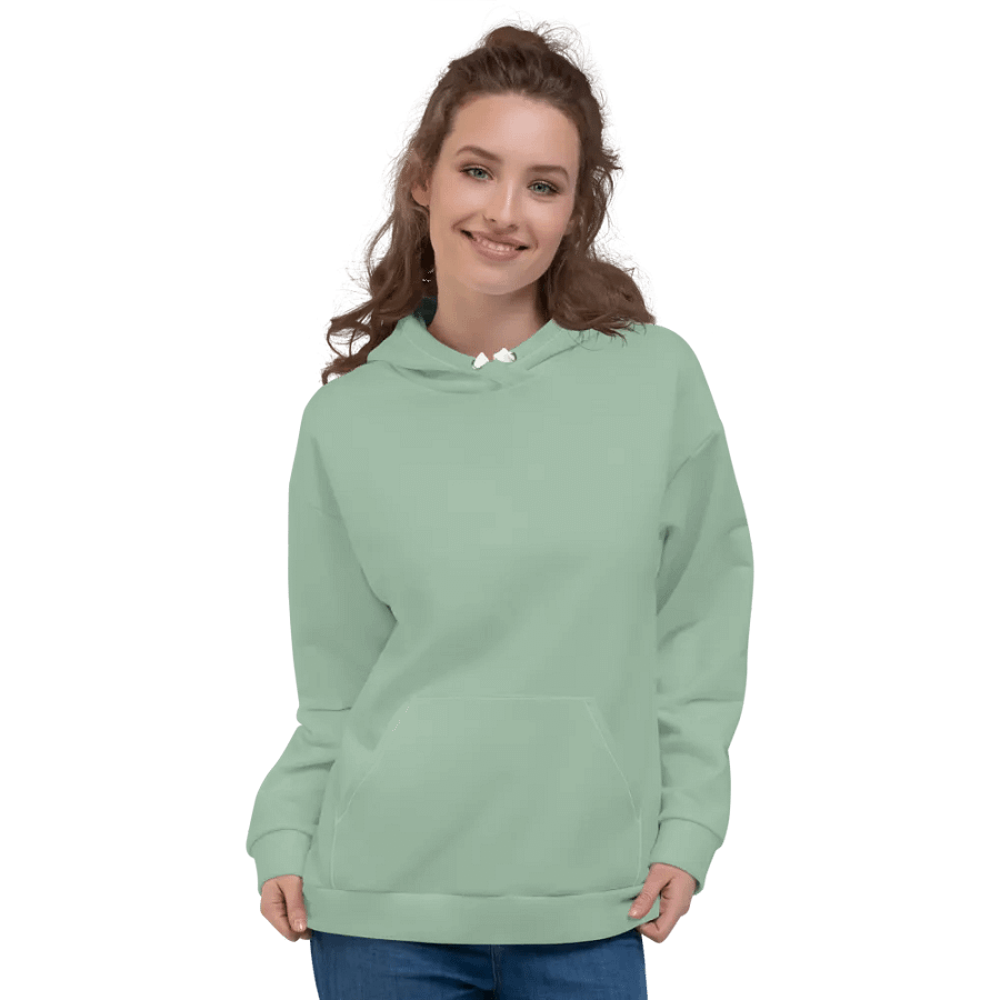 Plain Light Sage Green Soft Summer Unisex Recycled Polyester Heavyweight Premium Hoodie by Treasure Pie product image (4)