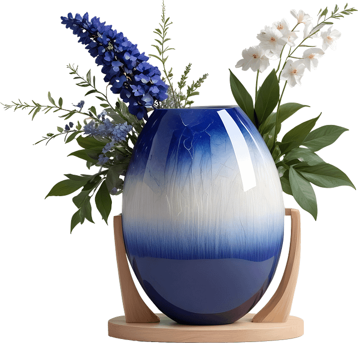 Ocean's Grace – Vase art deco spa decor png product image (1)