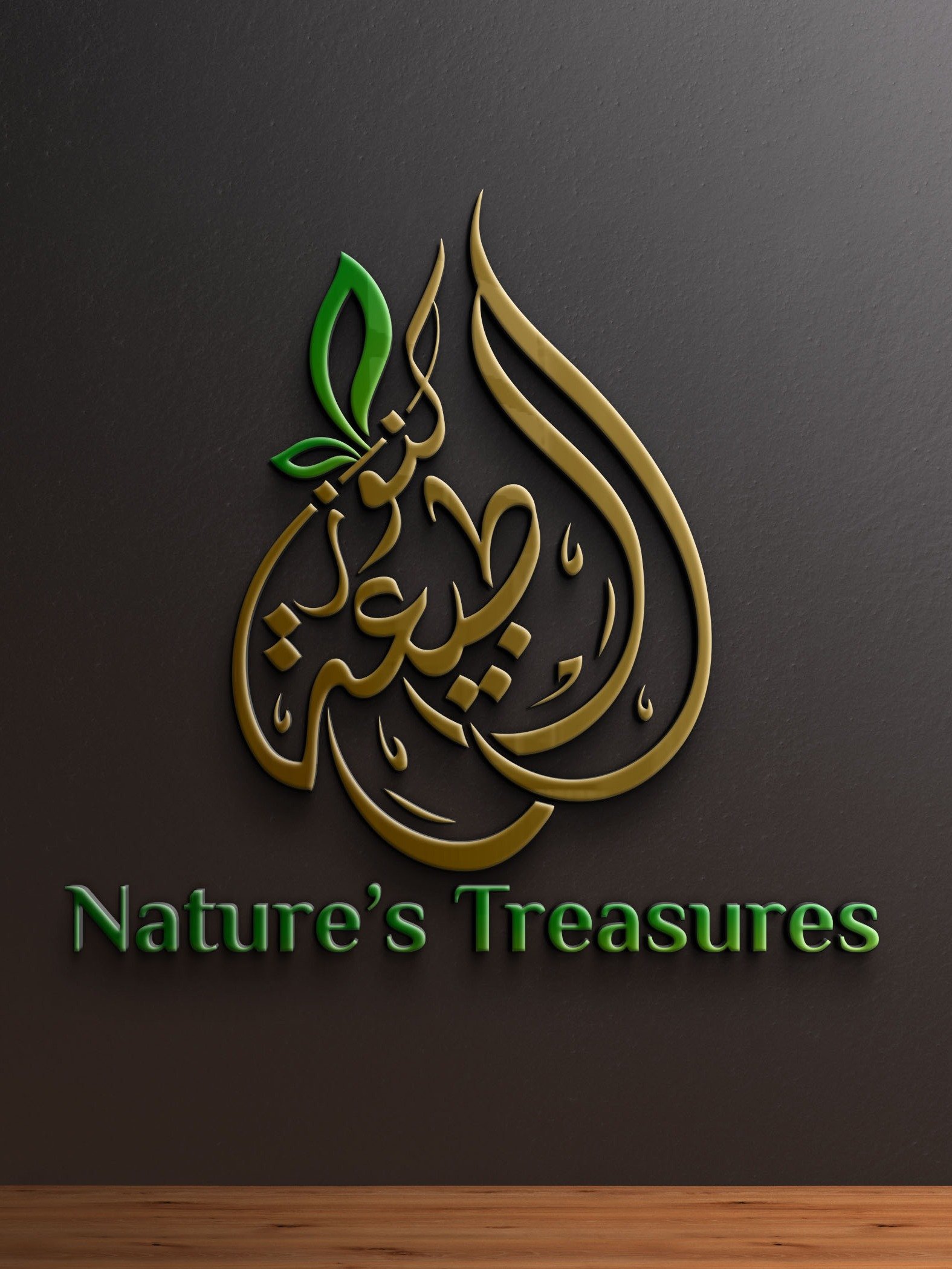 Nature's Treasures Logo – Arabic Calligraphy & Leaf Design | 5 Versions! Editable EPS + JPEG + PNG product image (2)