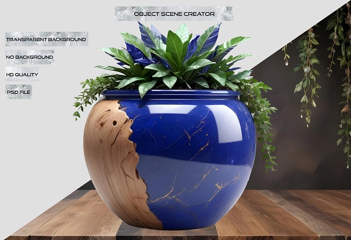 Wood & Lapis Elegance – Vase PNG product image (2)