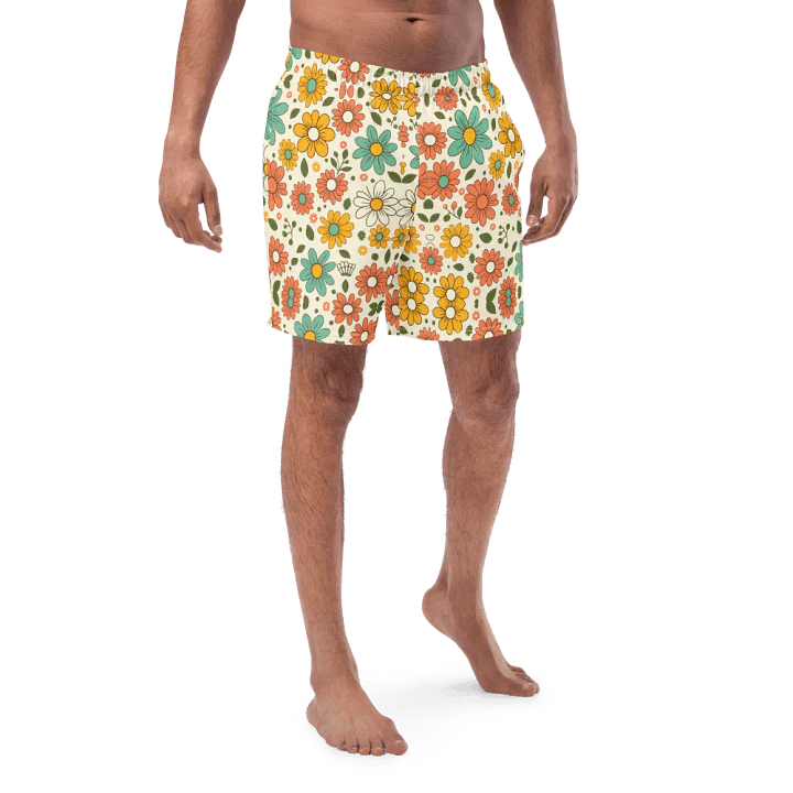 Retro Bloom Men’s Swim Trunks – Vintage Florals, Laid-Back Vibes product image (1)