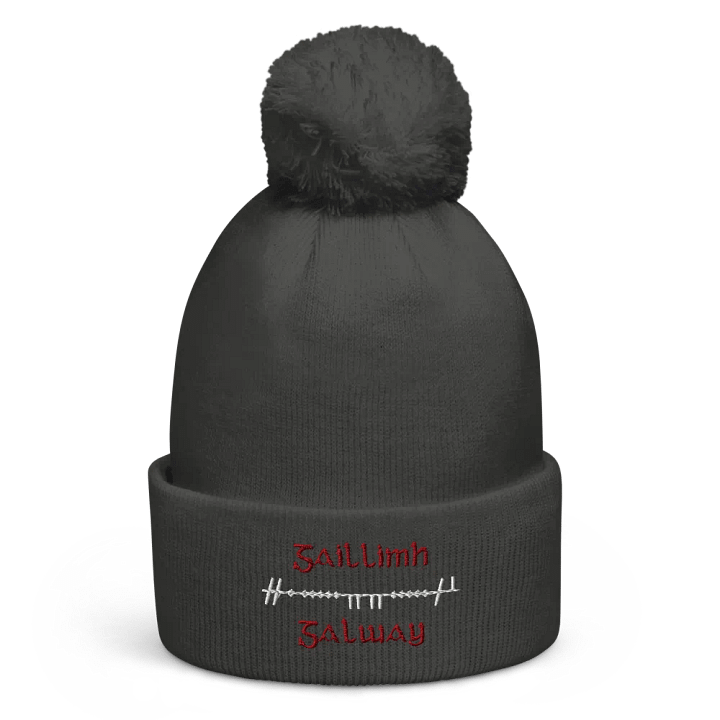 Galway/Gaillimh Scholastic Ogham embroidered Pom-Pom Beanie product image (1)