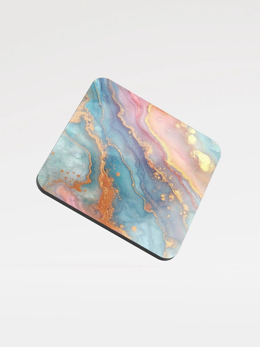 Blue Pink and Gold Alcohol Ink Glossy Cork Coaster by Treasure Pie product image (3)