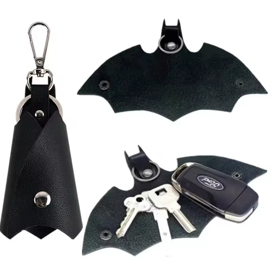 Batman Key cover Leather Keychain Unisex Key Holder Waist Bat Car Keys Keyrings Case product image (1)