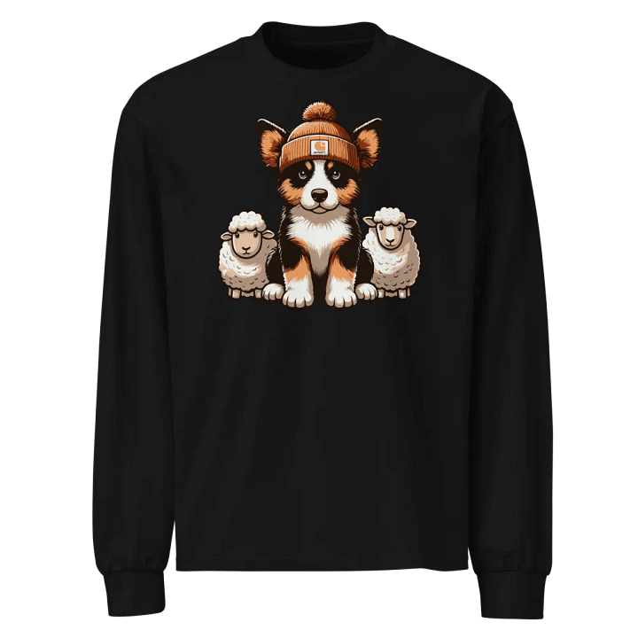 Cute Tricolor Border Collie with Sheep Long Sleeve Premium T-Shirt product image (1)