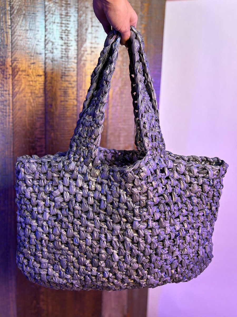 Large Handcrafted Crochet Tote Bag (Solid Grey) product image (2)