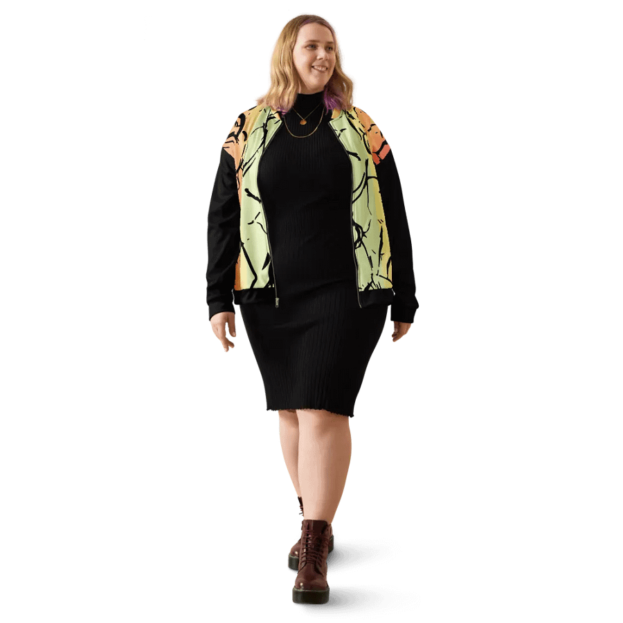 All-over Print Bomber Jacket by Sublicolor 144 /Lime- Orange/Enigma product image (4)