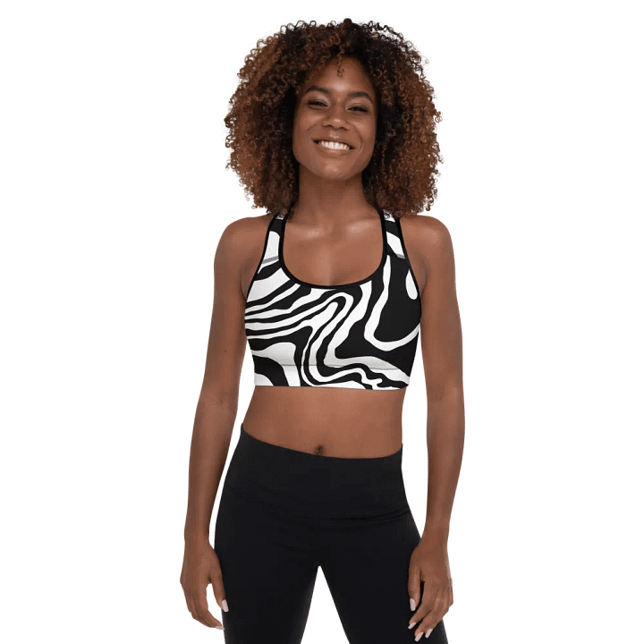 B/W Monochrome Waves Sports Bra product image (1)