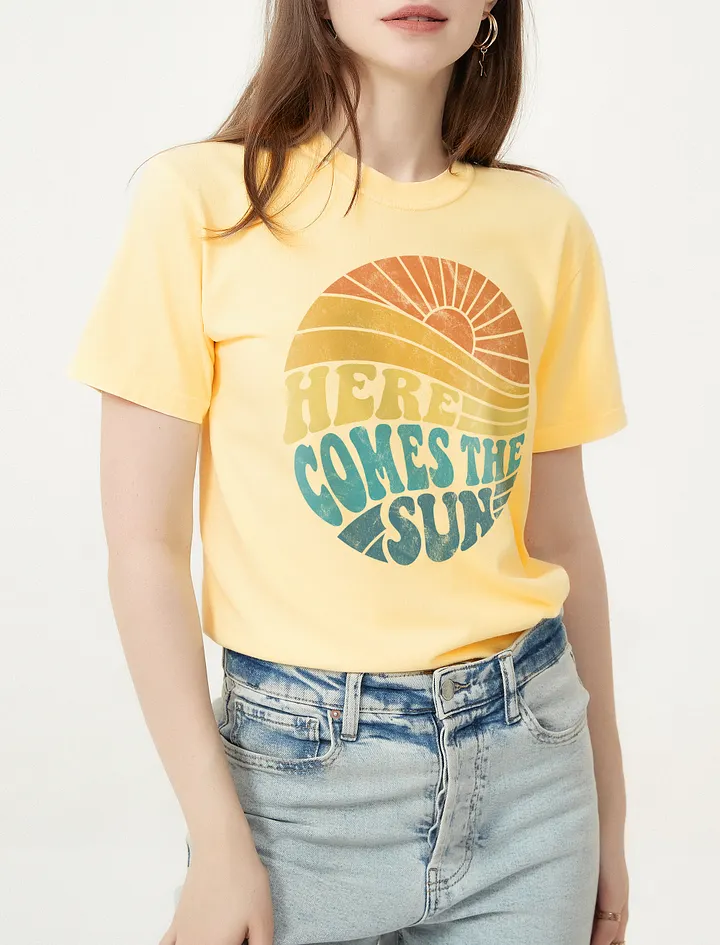 Here Comes the Sun | Retro-Vintage Inspirational and Positivity Beach and Summer T-Shirt product image (6)