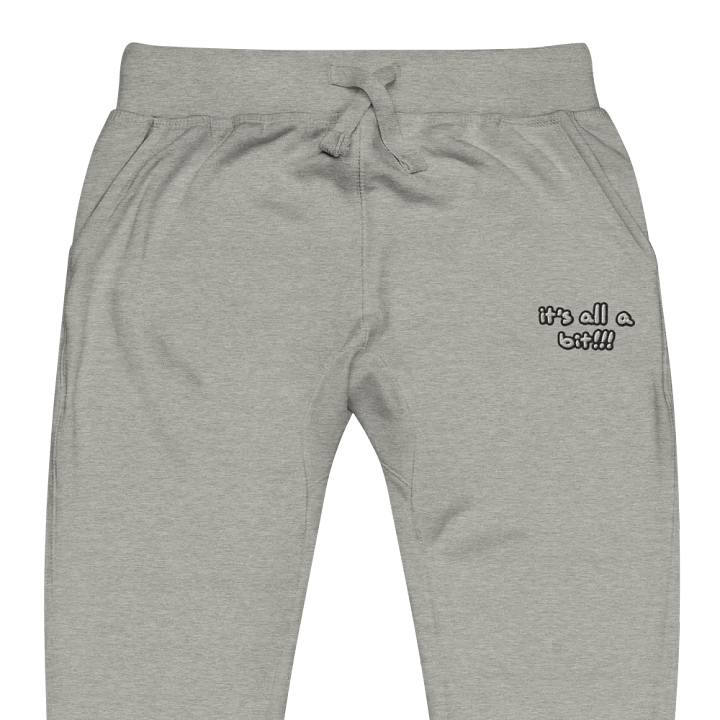 “It’s all a bit!!!” (lined design) embroidered fleece sweatpants product image (1)