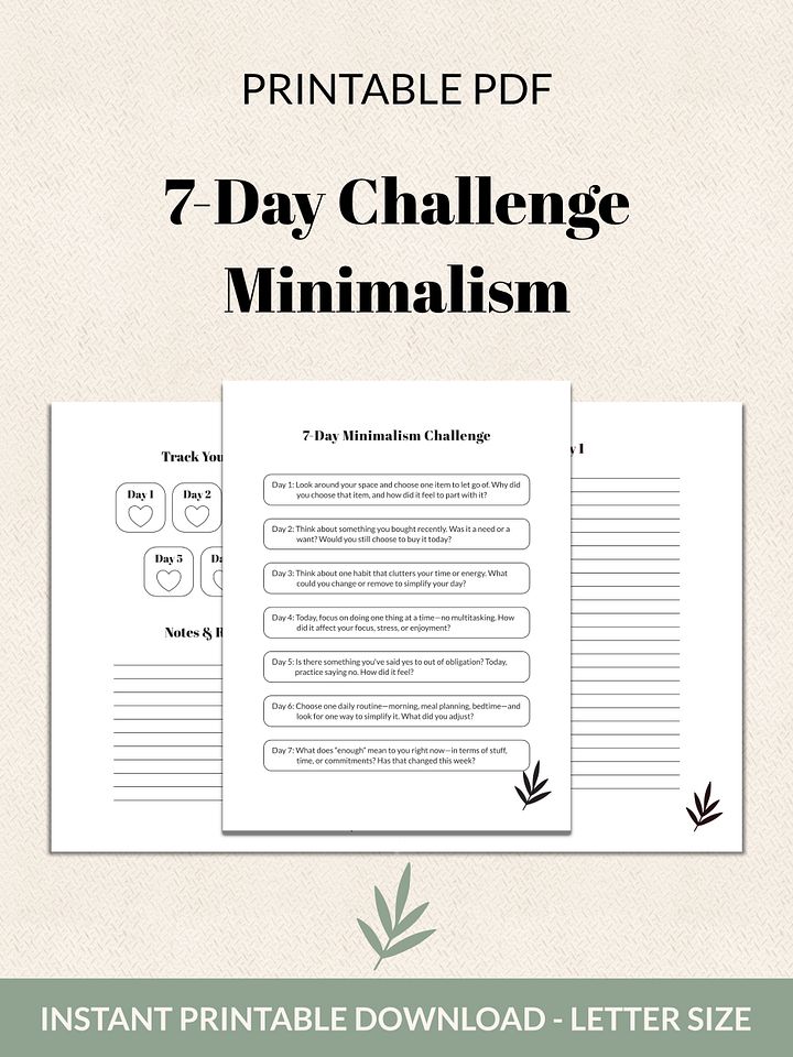 7-Day Minimalism Challenge Printable product image (2)